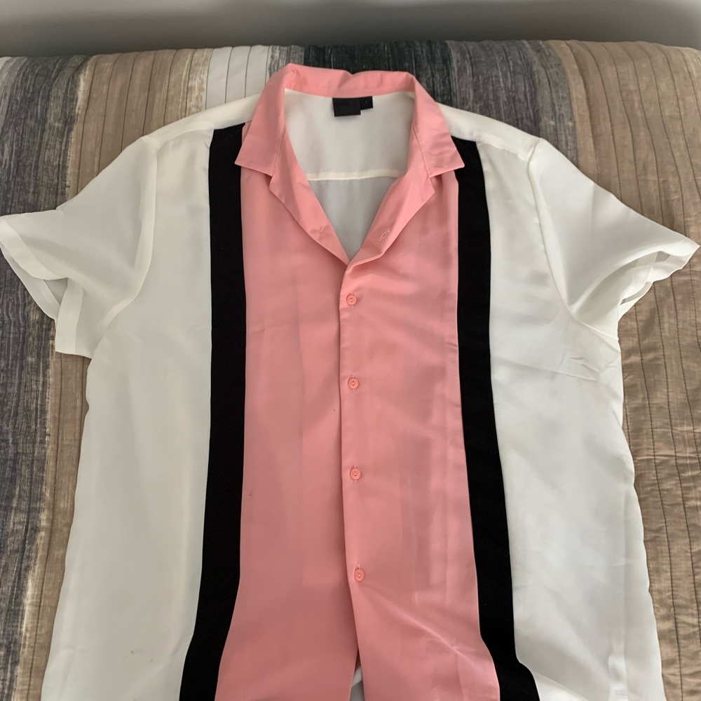 ASOS White and Pink Revere Collar Shirt